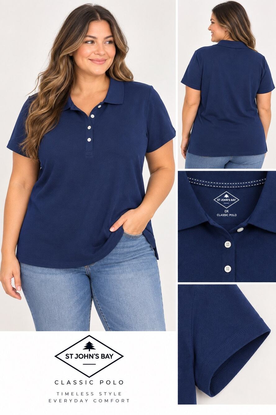St. John’s Bay Navy Classic Polo Shirt – Size 0X